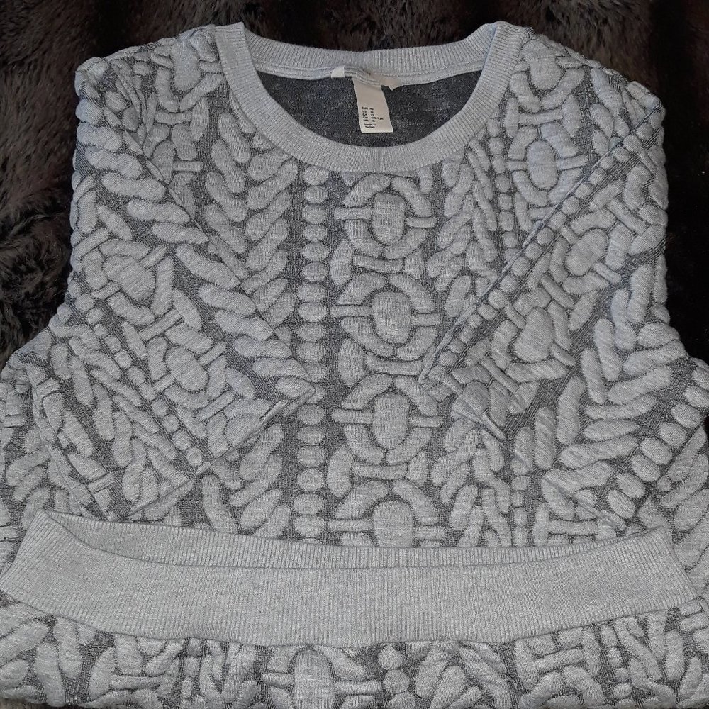 H&M Textured Gray Crop Sweatshirt